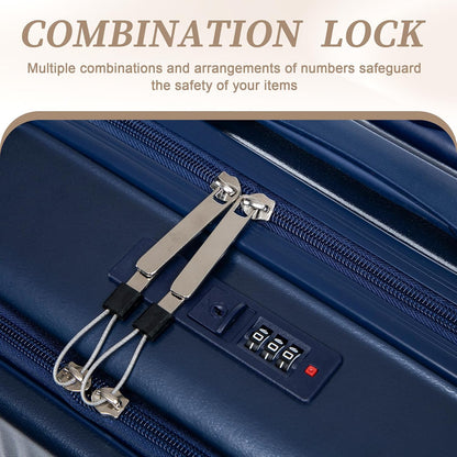 22x14x9 Airline Approved Carry On Luggage with 14'' Case - Bussiness Suitcase with Front Laptop Compartment, Hard Shell Suitcases with Spinner Wheels & Lock for Travel, Men/Women (Navy)