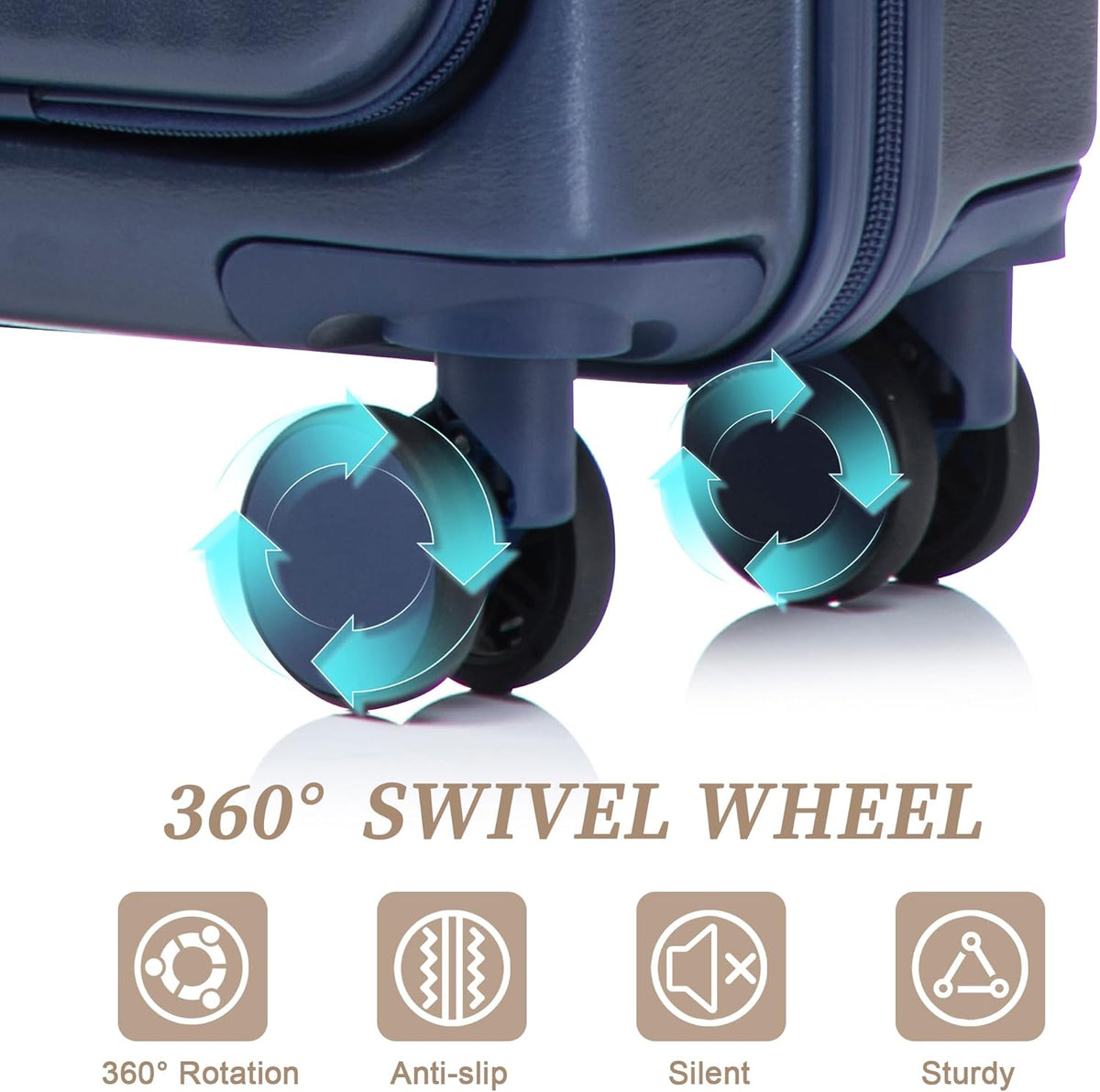 22x14x9 Airline Approved Carry On Luggage with 14'' Case - Bussiness Suitcase with Front Laptop Compartment, Hard Shell Suitcases with Spinner Wheels & Lock for Travel, Men/Women (Navy)