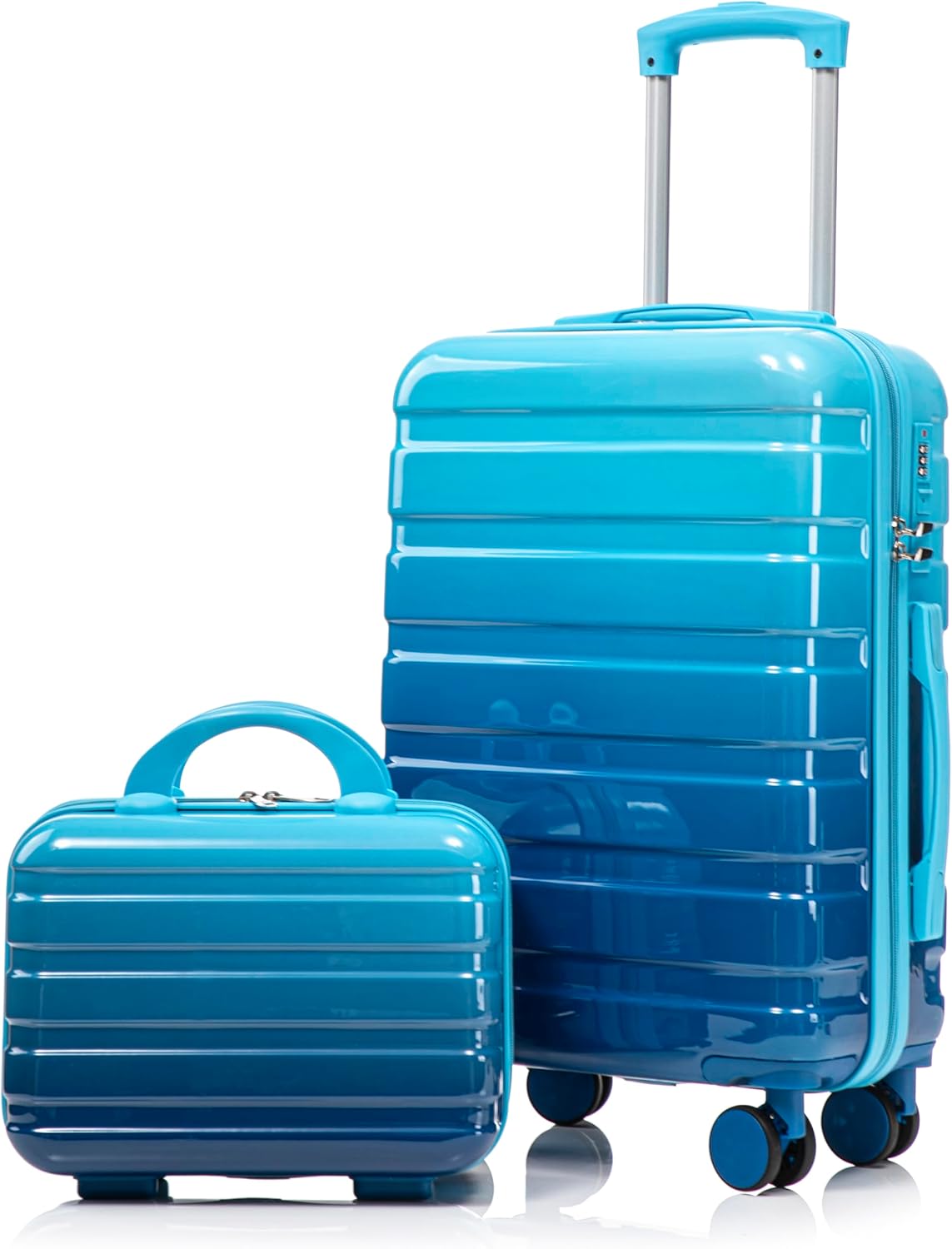 22x14x9 Airline Approved Carry On Luggage with 14'' Case - Bussiness Suitcase with Front Laptop Compartment, Hard Shell Suitcases with Spinner Wheels & Lock for Travel, Men/Women (Navy)
