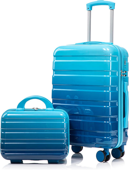 22x14x9 Airline Approved Carry On Luggage with 14'' Case - Bussiness Suitcase with Front Laptop Compartment, Hard Shell Suitcases with Spinner Wheels & Lock for Travel, Men/Women (Navy)
