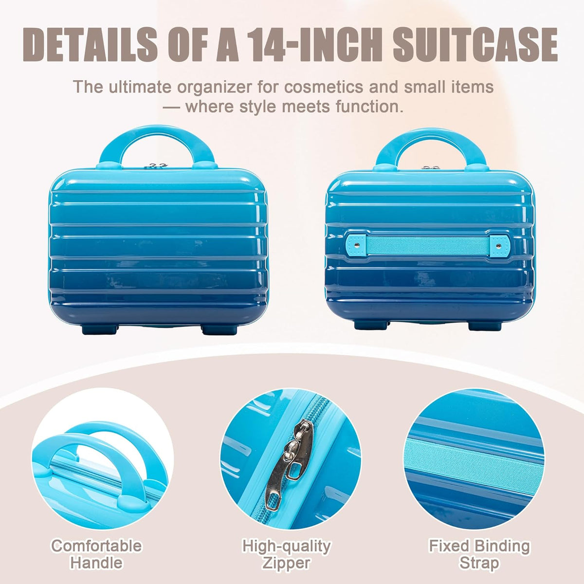 22x14x9 Airline Approved Carry On Luggage with 14'' Case - Bussiness Suitcase with Front Laptop Compartment, Hard Shell Suitcases with Spinner Wheels & Lock for Travel, Men/Women (Navy)