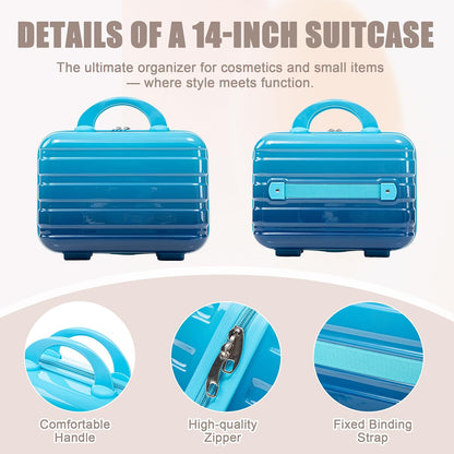 22x14x9 Airline Approved Carry On Luggage with 14'' Case - Bussiness Suitcase with Front Laptop Compartment, Hard Shell Suitcases with Spinner Wheels & Lock for Travel, Men/Women (Navy)