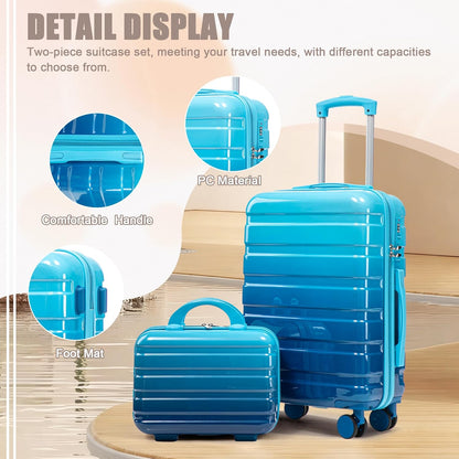 22x14x9 Airline Approved Carry On Luggage with 14'' Case - Bussiness Suitcase with Front Laptop Compartment, Hard Shell Suitcases with Spinner Wheels & Lock for Travel, Men/Women (Navy)