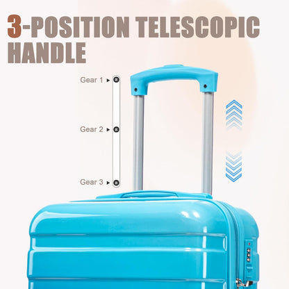 22x14x9 Airline Approved Carry On Luggage with 14'' Case - Bussiness Suitcase with Front Laptop Compartment, Hard Shell Suitcases with Spinner Wheels & Lock for Travel, Men/Women (Navy)