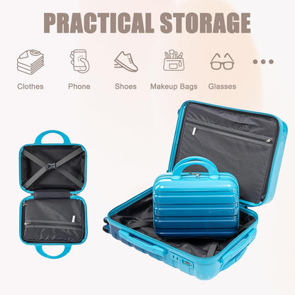 22x14x9 Airline Approved Carry On Luggage with 14'' Case - Bussiness Suitcase with Front Laptop Compartment, Hard Shell Suitcases with Spinner Wheels & Lock for Travel, Men/Women (Navy)