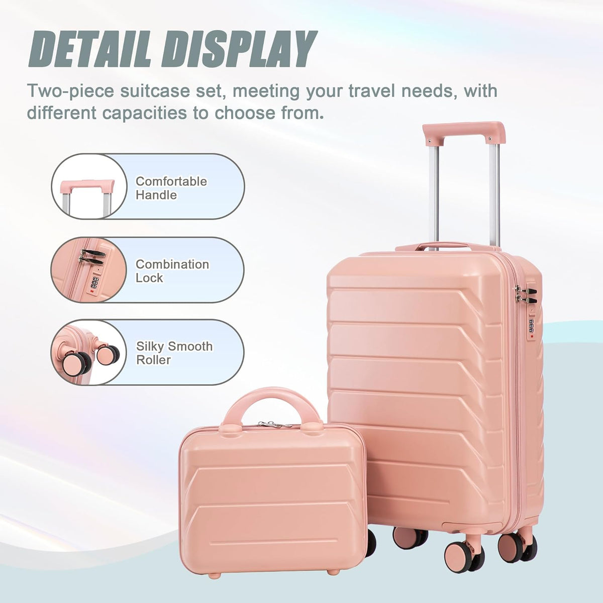 22x14x9 Airline Approved Carry On Luggage with 14'' Case - Bussiness Suitcase with Front Laptop Compartment, Hard Shell Suitcases with Spinner Wheels & Lock for Travel, Men/Women (Navy)