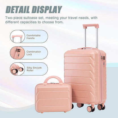22x14x9 Airline Approved Carry On Luggage with 14'' Case - Bussiness Suitcase with Front Laptop Compartment, Hard Shell Suitcases with Spinner Wheels & Lock for Travel, Men/Women (Navy)