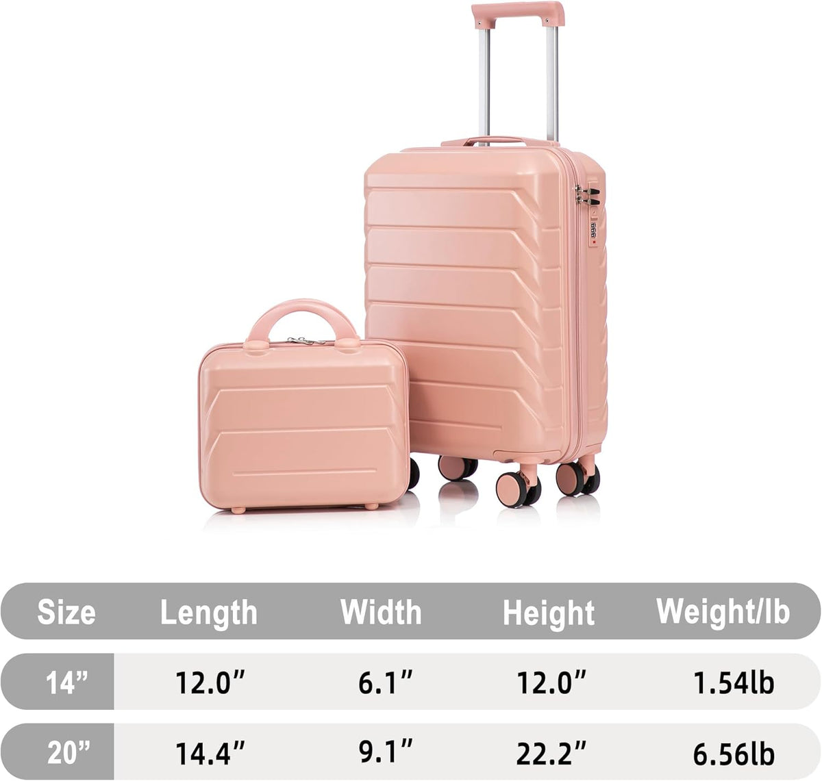 22x14x9 Airline Approved Carry On Luggage with 14'' Case - Bussiness Suitcase with Front Laptop Compartment, Hard Shell Suitcases with Spinner Wheels & Lock for Travel, Men/Women (Navy)