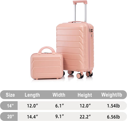 22x14x9 Airline Approved Carry On Luggage with 14'' Case - Bussiness Suitcase with Front Laptop Compartment, Hard Shell Suitcases with Spinner Wheels & Lock for Travel, Men/Women (Navy)