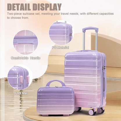 22x14x9 Airline Approved Carry On Luggage with 14'' Case - Bussiness Suitcase with Front Laptop Compartment, Hard Shell Suitcases with Spinner Wheels & Lock for Travel, Men/Women (Navy)
