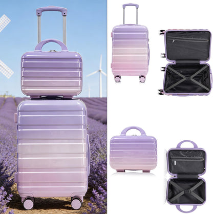 22x14x9 Airline Approved Carry On Luggage with 14'' Case - Bussiness Suitcase with Front Laptop Compartment, Hard Shell Suitcases with Spinner Wheels & Lock for Travel, Men/Women (Navy)