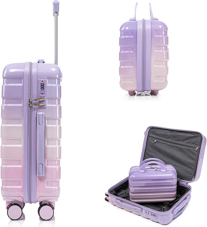 22x14x9 Airline Approved Carry On Luggage with 14'' Case - Bussiness Suitcase with Front Laptop Compartment, Hard Shell Suitcases with Spinner Wheels & Lock for Travel, Men/Women (Navy)
