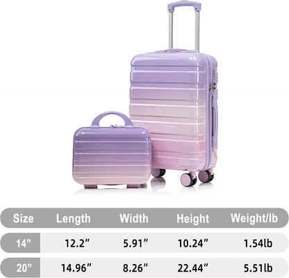 22x14x9 Airline Approved Carry On Luggage with 14'' Case - Bussiness Suitcase with Front Laptop Compartment, Hard Shell Suitcases with Spinner Wheels & Lock for Travel, Men/Women (Navy)