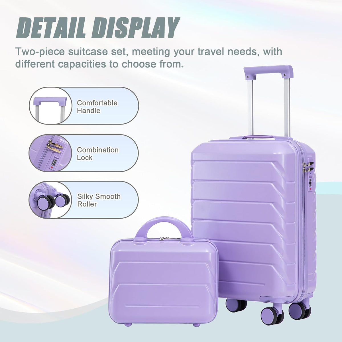 22x14x9 Airline Approved Carry On Luggage with 14'' Case - Bussiness Suitcase with Front Laptop Compartment, Hard Shell Suitcases with Spinner Wheels & Lock for Travel, Men/Women (Navy)