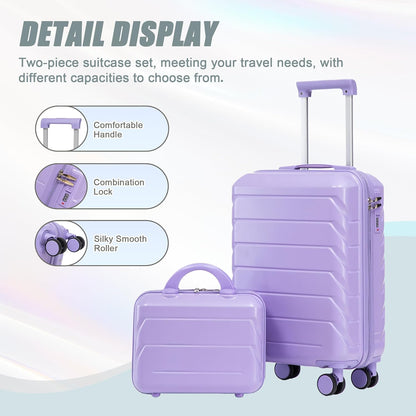 22x14x9 Airline Approved Carry On Luggage with 14'' Case - Bussiness Suitcase with Front Laptop Compartment, Hard Shell Suitcases with Spinner Wheels & Lock for Travel, Men/Women (Navy)