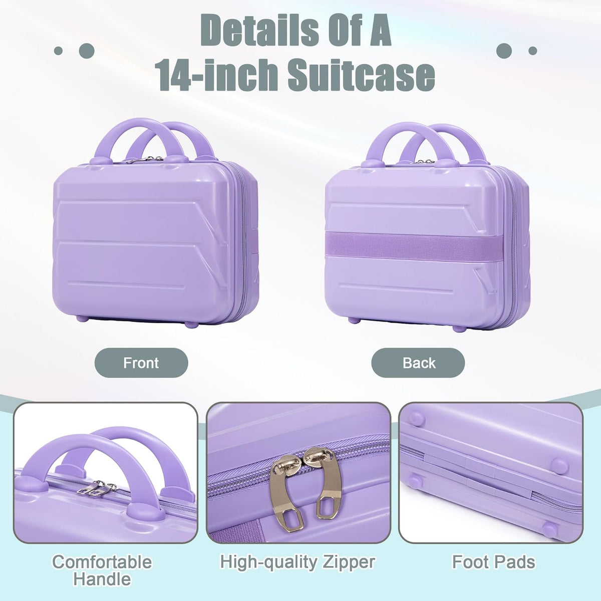 22x14x9 Airline Approved Carry On Luggage with 14'' Case - Bussiness Suitcase with Front Laptop Compartment, Hard Shell Suitcases with Spinner Wheels & Lock for Travel, Men/Women (Navy)