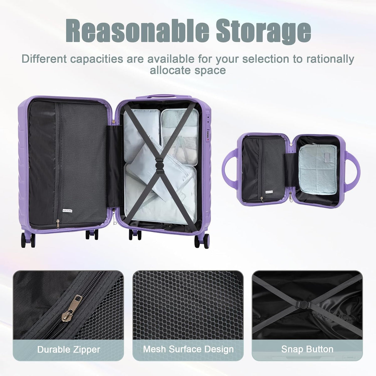 22x14x9 Airline Approved Carry On Luggage with 14'' Case - Bussiness Suitcase with Front Laptop Compartment, Hard Shell Suitcases with Spinner Wheels & Lock for Travel, Men/Women (Navy)