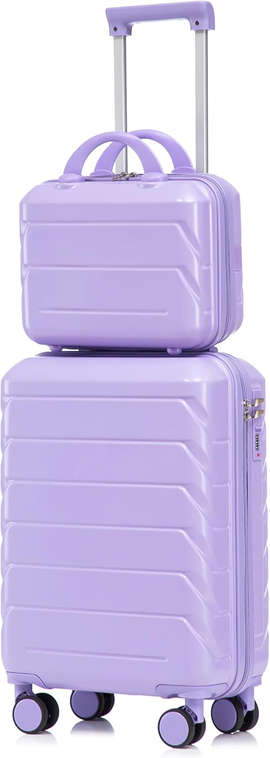 22x14x9 Airline Approved Carry On Luggage with 14'' Case - Bussiness Suitcase with Front Laptop Compartment, Hard Shell Suitcases with Spinner Wheels & Lock for Travel, Men/Women (Navy)