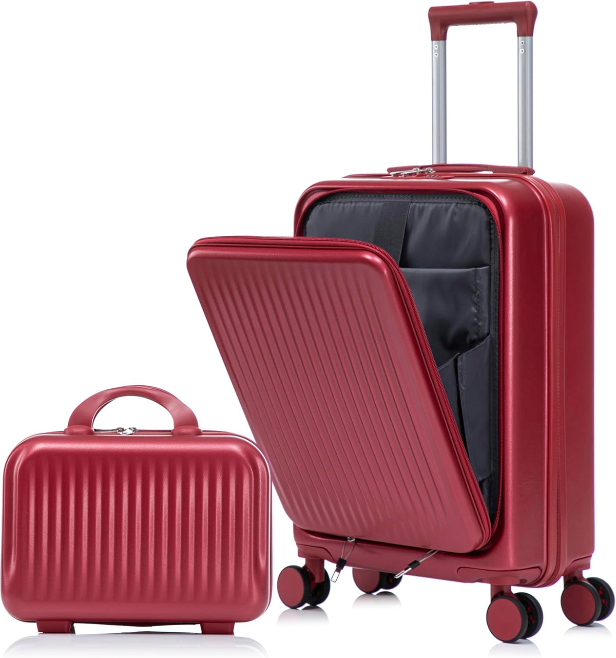 22x14x9 Airline Approved Carry On Luggage with 14'' Case - Bussiness Suitcase with Front Laptop Compartment, Hard Shell Suitcases with Spinner Wheels & Lock for Travel, Men/Women (Navy)