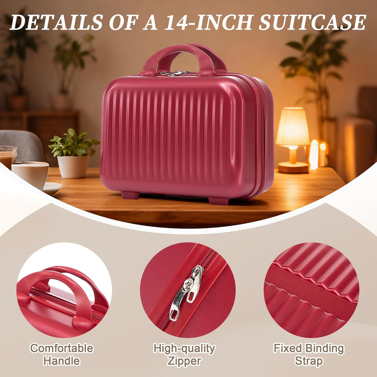 22x14x9 Airline Approved Carry On Luggage with 14'' Case - Bussiness Suitcase with Front Laptop Compartment, Hard Shell Suitcases with Spinner Wheels & Lock for Travel, Men/Women (Navy)