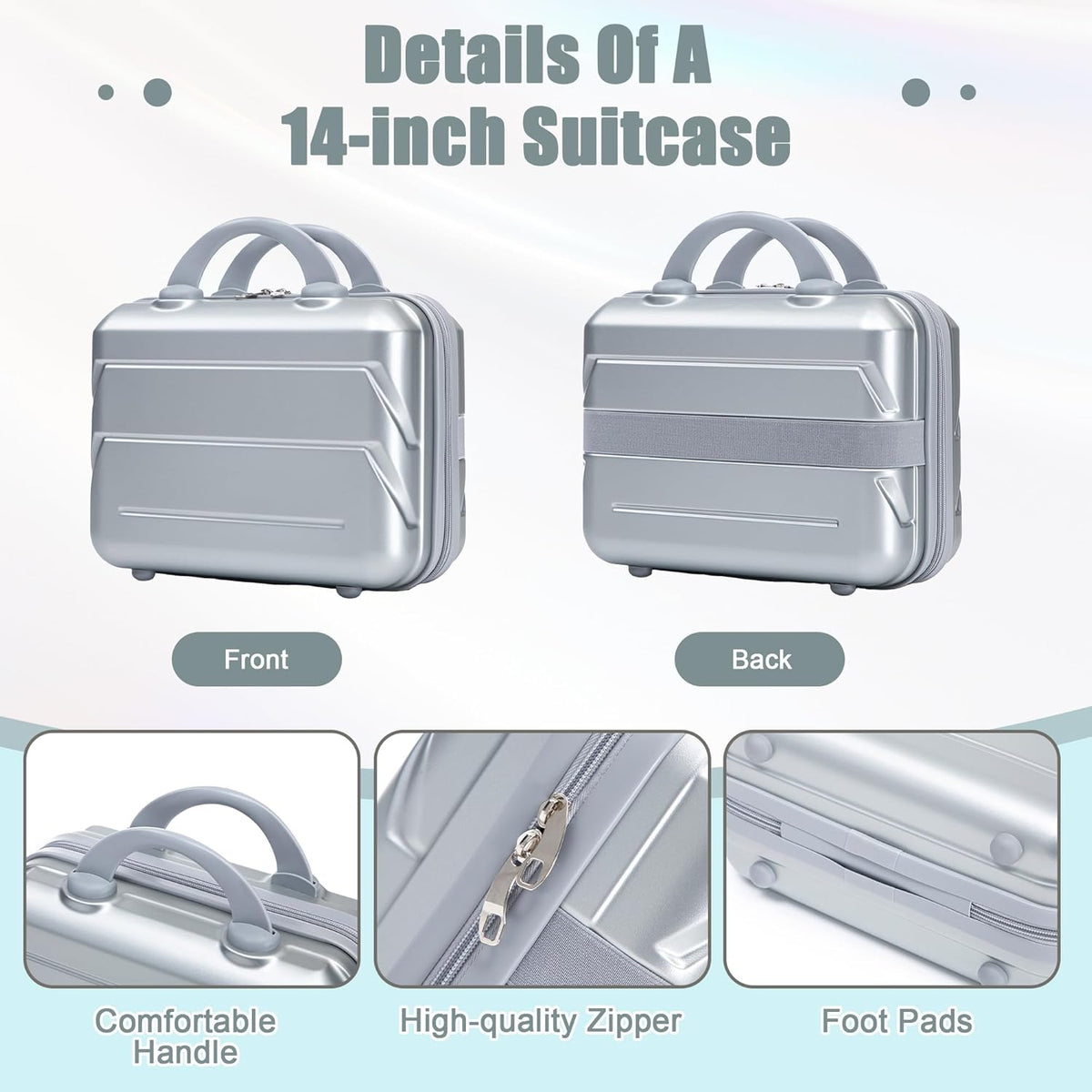 22x14x9 Airline Approved Carry On Luggage with 14'' Case - Bussiness Suitcase with Front Laptop Compartment, Hard Shell Suitcases with Spinner Wheels & Lock for Travel, Men/Women (Navy)