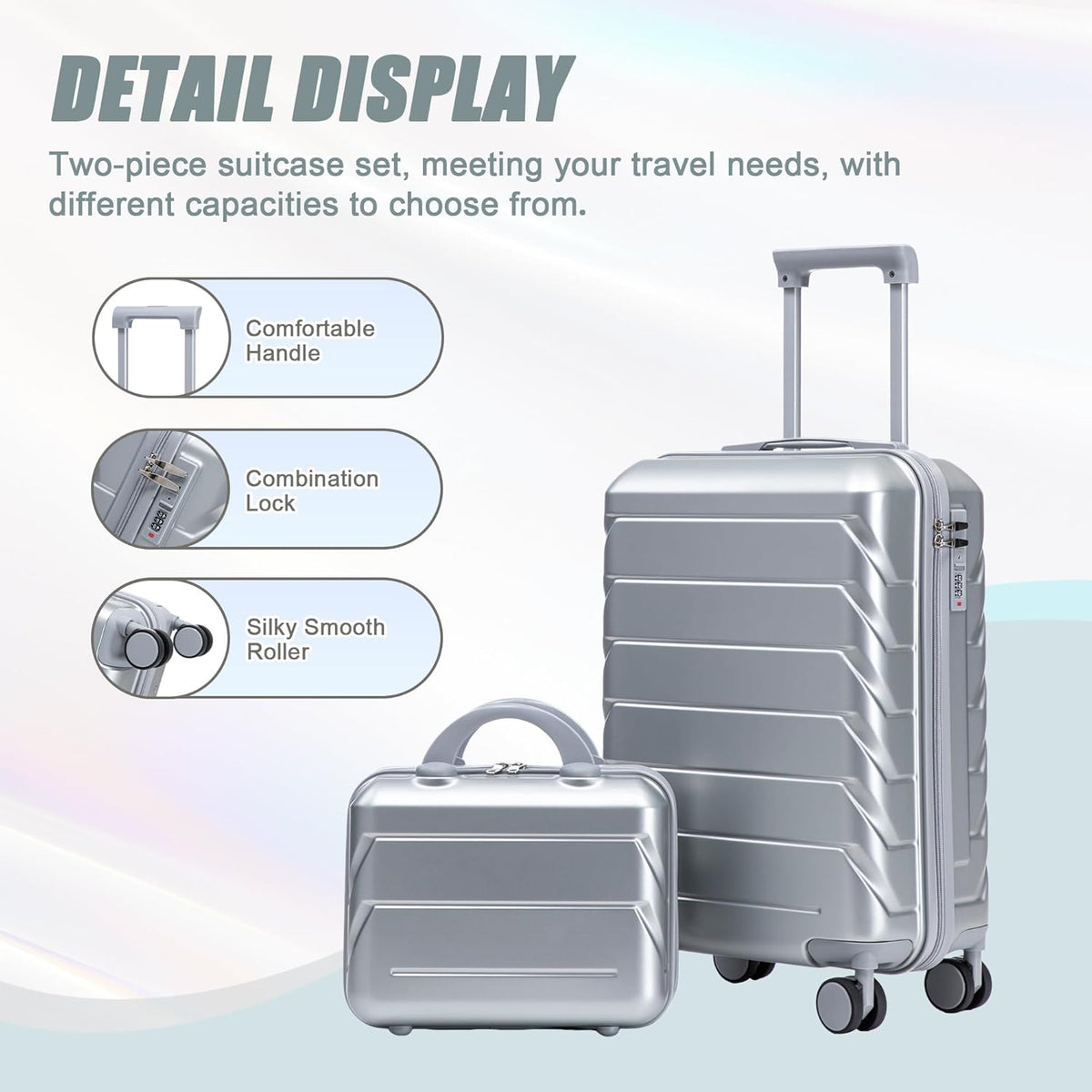 22x14x9 Airline Approved Carry On Luggage with 14'' Case - Bussiness Suitcase with Front Laptop Compartment, Hard Shell Suitcases with Spinner Wheels & Lock for Travel, Men/Women (Navy)