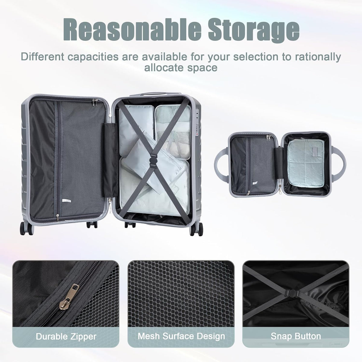 22x14x9 Airline Approved Carry On Luggage with 14'' Case - Bussiness Suitcase with Front Laptop Compartment, Hard Shell Suitcases with Spinner Wheels & Lock for Travel, Men/Women (Navy)
