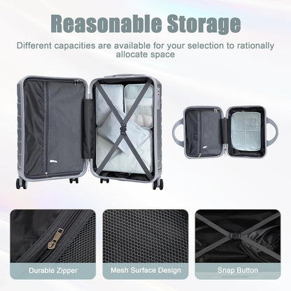 22x14x9 Airline Approved Carry On Luggage with 14'' Case - Bussiness Suitcase with Front Laptop Compartment, Hard Shell Suitcases with Spinner Wheels & Lock for Travel, Men/Women (Navy)