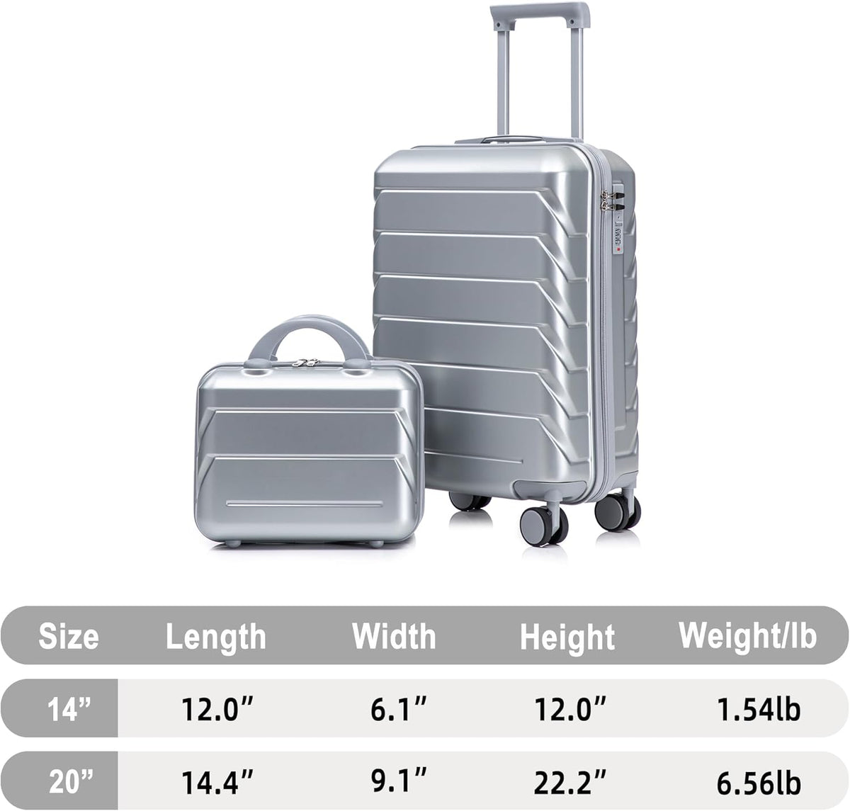 22x14x9 Airline Approved Carry On Luggage with 14'' Case - Bussiness Suitcase with Front Laptop Compartment, Hard Shell Suitcases with Spinner Wheels & Lock for Travel, Men/Women (Navy)