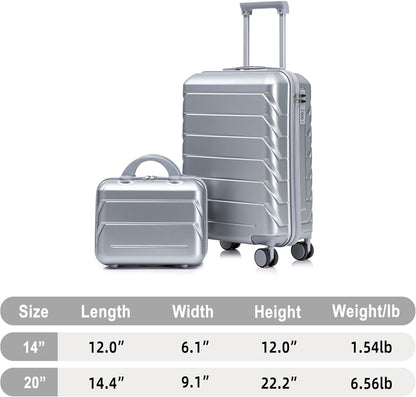 22x14x9 Airline Approved Carry On Luggage with 14'' Case - Bussiness Suitcase with Front Laptop Compartment, Hard Shell Suitcases with Spinner Wheels & Lock for Travel, Men/Women (Navy)