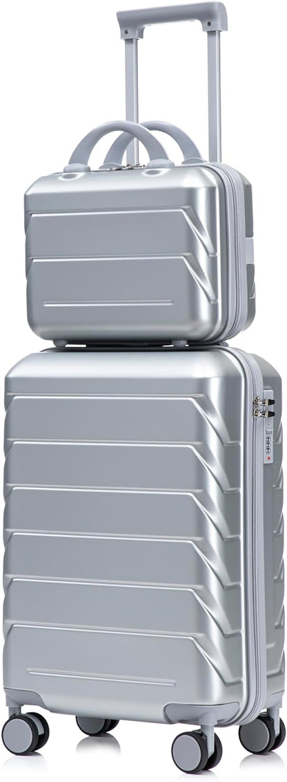 22x14x9 Airline Approved Carry On Luggage with 14'' Case - Bussiness Suitcase with Front Laptop Compartment, Hard Shell Suitcases with Spinner Wheels & Lock for Travel, Men/Women (Navy)