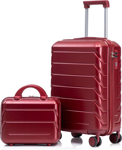 22x14x9 Airline Approved Carry On Luggage with 14'' Case - Bussiness Suitcase with Front Laptop Compartment, Hard Shell Suitcases with Spinner Wheels & Lock for Travel, Men/Women (Navy)