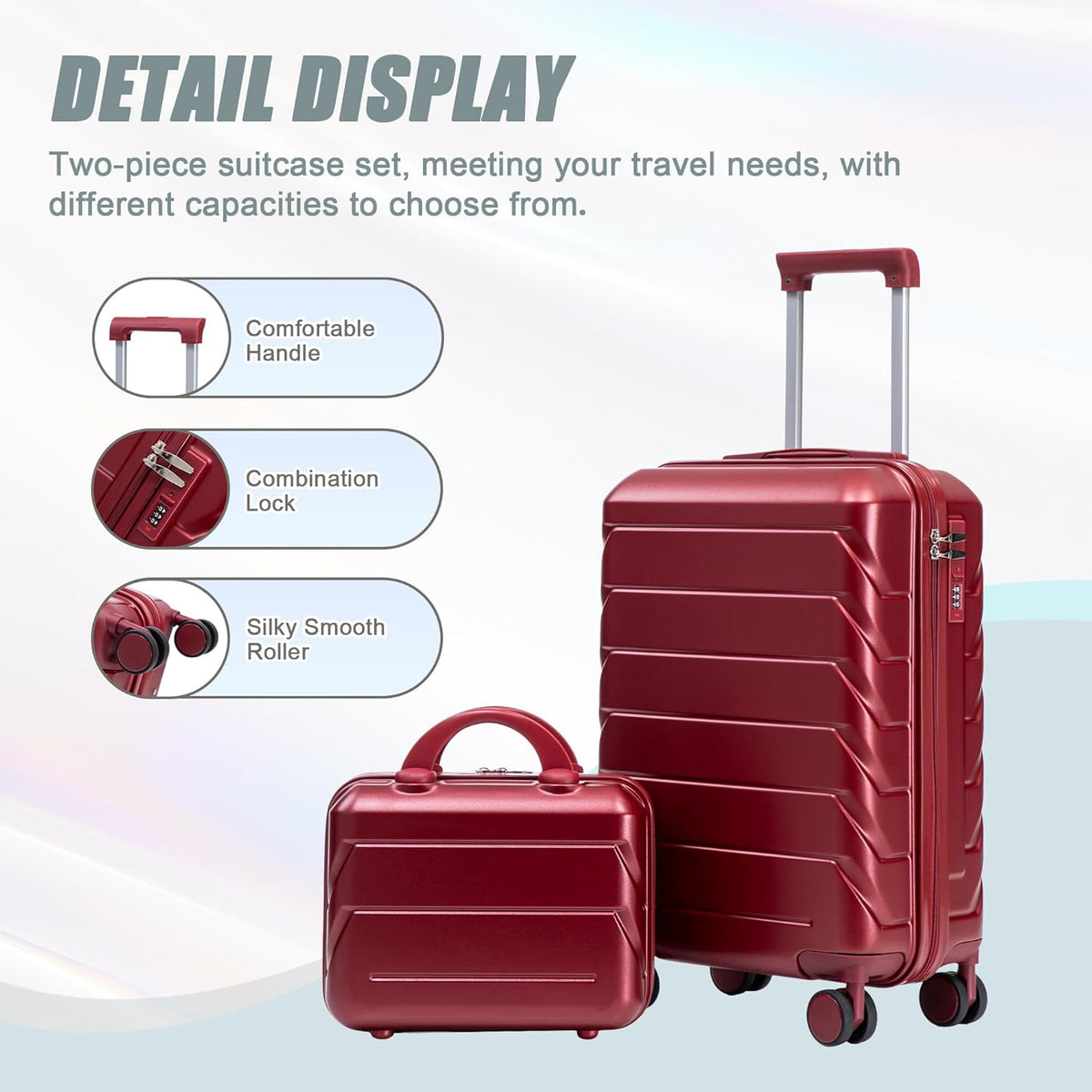 22x14x9 Airline Approved Carry On Luggage with 14'' Case - Bussiness Suitcase with Front Laptop Compartment, Hard Shell Suitcases with Spinner Wheels & Lock for Travel, Men/Women (Navy)