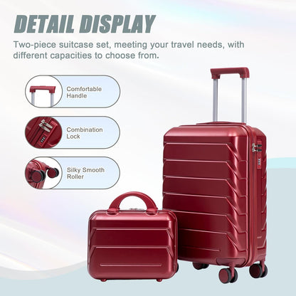 22x14x9 Airline Approved Carry On Luggage with 14'' Case - Bussiness Suitcase with Front Laptop Compartment, Hard Shell Suitcases with Spinner Wheels & Lock for Travel, Men/Women (Navy)