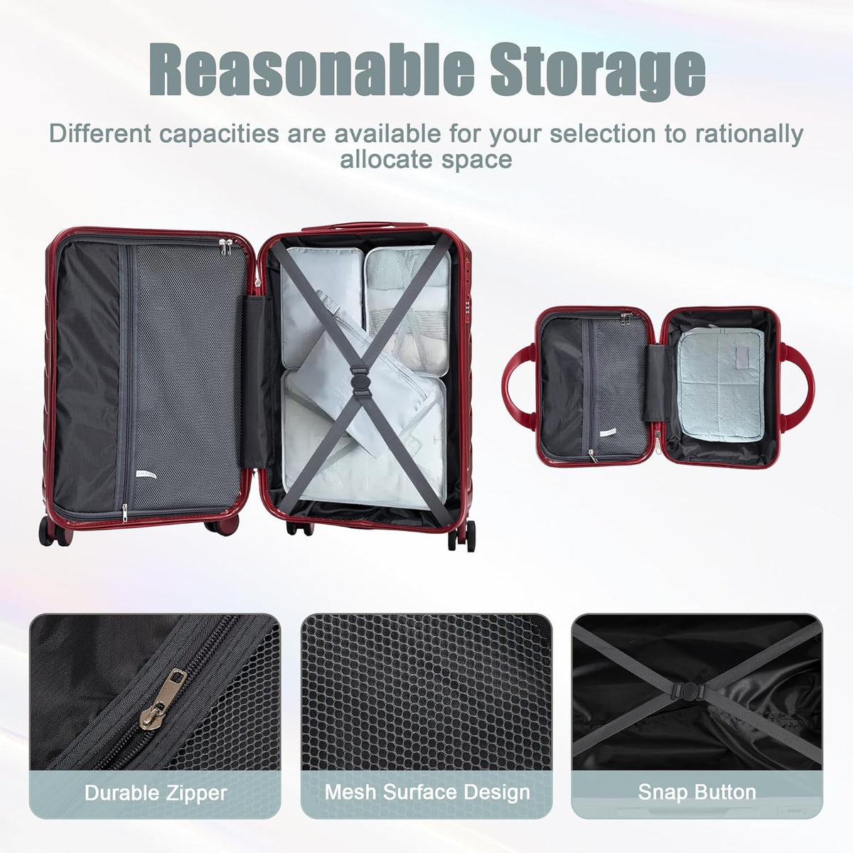 22x14x9 Airline Approved Carry On Luggage with 14'' Case - Bussiness Suitcase with Front Laptop Compartment, Hard Shell Suitcases with Spinner Wheels & Lock for Travel, Men/Women (Navy)