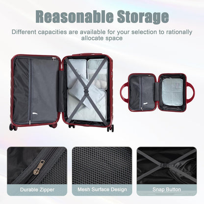 22x14x9 Airline Approved Carry On Luggage with 14'' Case - Bussiness Suitcase with Front Laptop Compartment, Hard Shell Suitcases with Spinner Wheels & Lock for Travel, Men/Women (Navy)