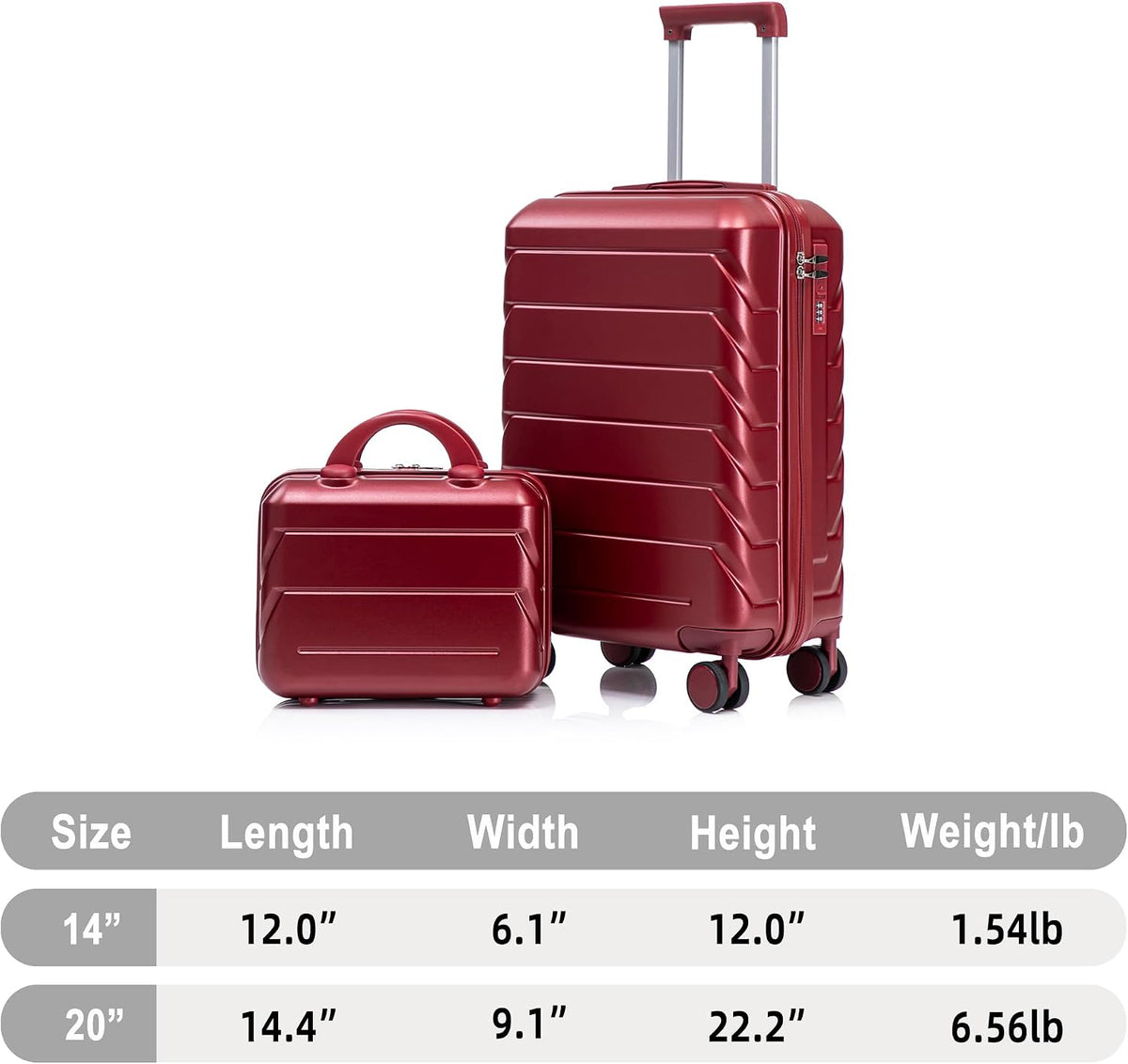 22x14x9 Airline Approved Carry On Luggage with 14'' Case - Bussiness Suitcase with Front Laptop Compartment, Hard Shell Suitcases with Spinner Wheels & Lock for Travel, Men/Women (Navy)