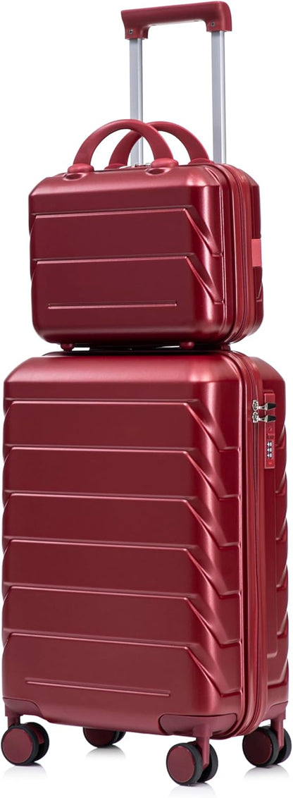 22x14x9 Airline Approved Carry On Luggage with 14'' Case - Bussiness Suitcase with Front Laptop Compartment, Hard Shell Suitcases with Spinner Wheels & Lock for Travel, Men/Women (Navy)