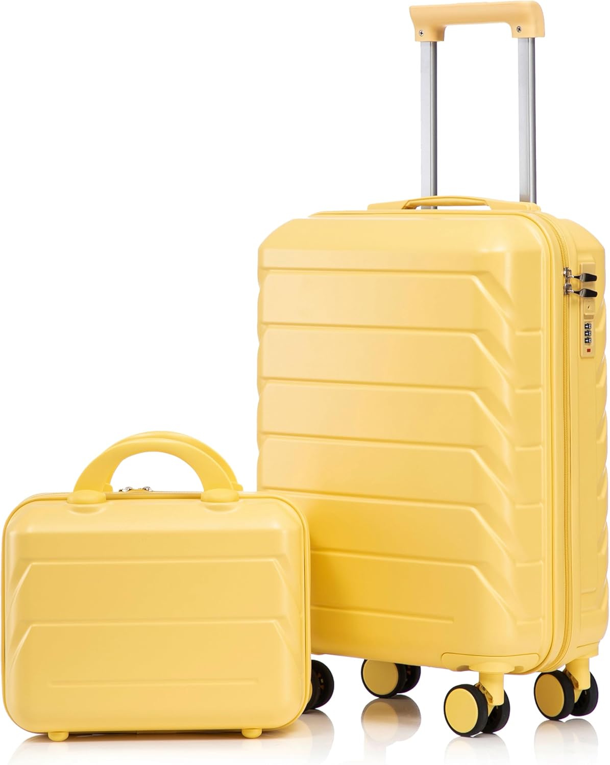 22x14x9 Airline Approved Carry On Luggage with 14'' Case - Bussiness Suitcase with Front Laptop Compartment, Hard Shell Suitcases with Spinner Wheels & Lock for Travel, Men/Women (Navy)