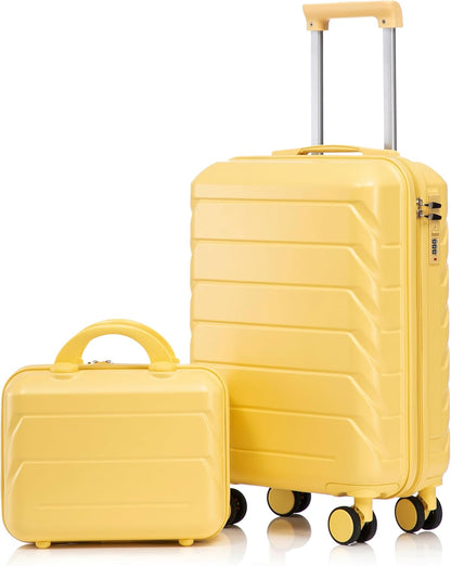 22x14x9 Airline Approved Carry On Luggage with 14'' Case - Bussiness Suitcase with Front Laptop Compartment, Hard Shell Suitcases with Spinner Wheels & Lock for Travel, Men/Women (Navy)