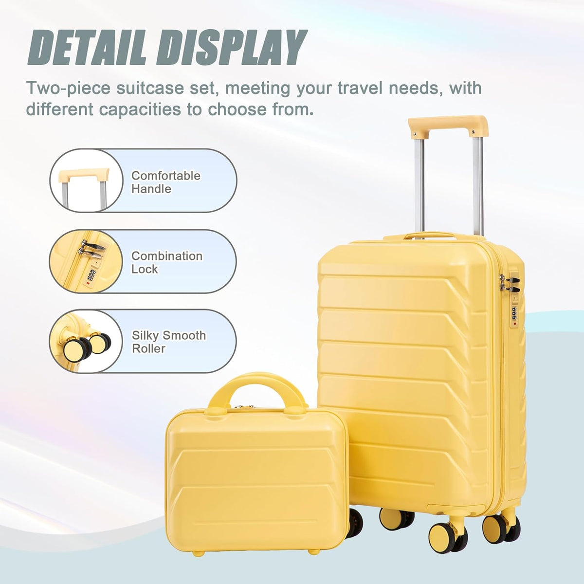 22x14x9 Airline Approved Carry On Luggage with 14'' Case - Bussiness Suitcase with Front Laptop Compartment, Hard Shell Suitcases with Spinner Wheels & Lock for Travel, Men/Women (Navy)