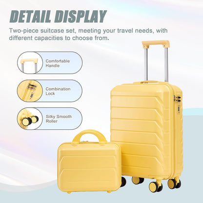 22x14x9 Airline Approved Carry On Luggage with 14'' Case - Bussiness Suitcase with Front Laptop Compartment, Hard Shell Suitcases with Spinner Wheels & Lock for Travel, Men/Women (Navy)