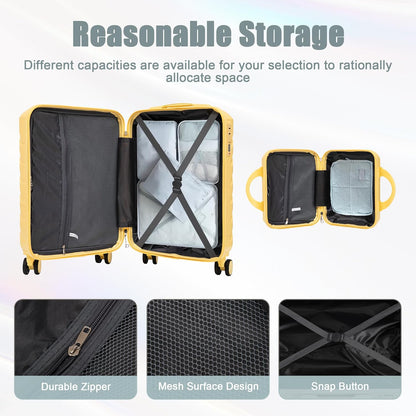 22x14x9 Airline Approved Carry On Luggage with 14'' Case - Bussiness Suitcase with Front Laptop Compartment, Hard Shell Suitcases with Spinner Wheels & Lock for Travel, Men/Women (Navy)