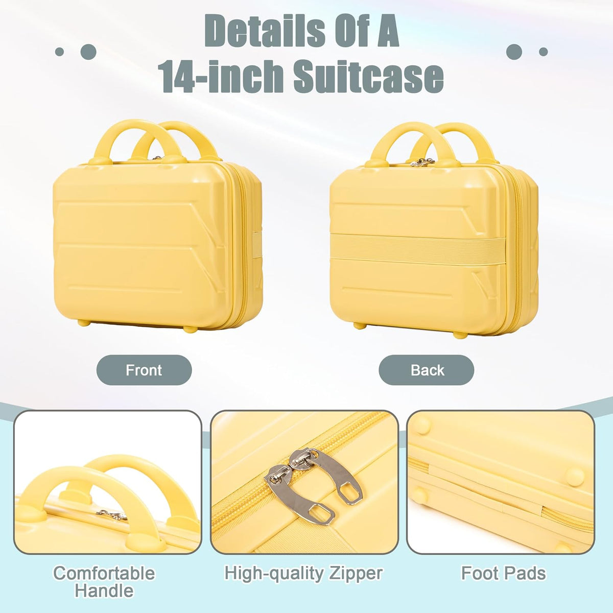 22x14x9 Airline Approved Carry On Luggage with 14'' Case - Bussiness Suitcase with Front Laptop Compartment, Hard Shell Suitcases with Spinner Wheels & Lock for Travel, Men/Women (Navy)