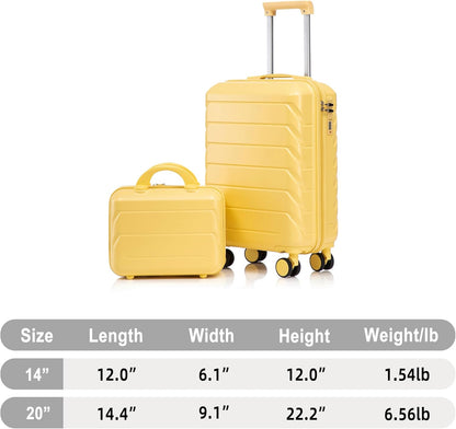 22x14x9 Airline Approved Carry On Luggage with 14'' Case - Bussiness Suitcase with Front Laptop Compartment, Hard Shell Suitcases with Spinner Wheels & Lock for Travel, Men/Women (Navy)