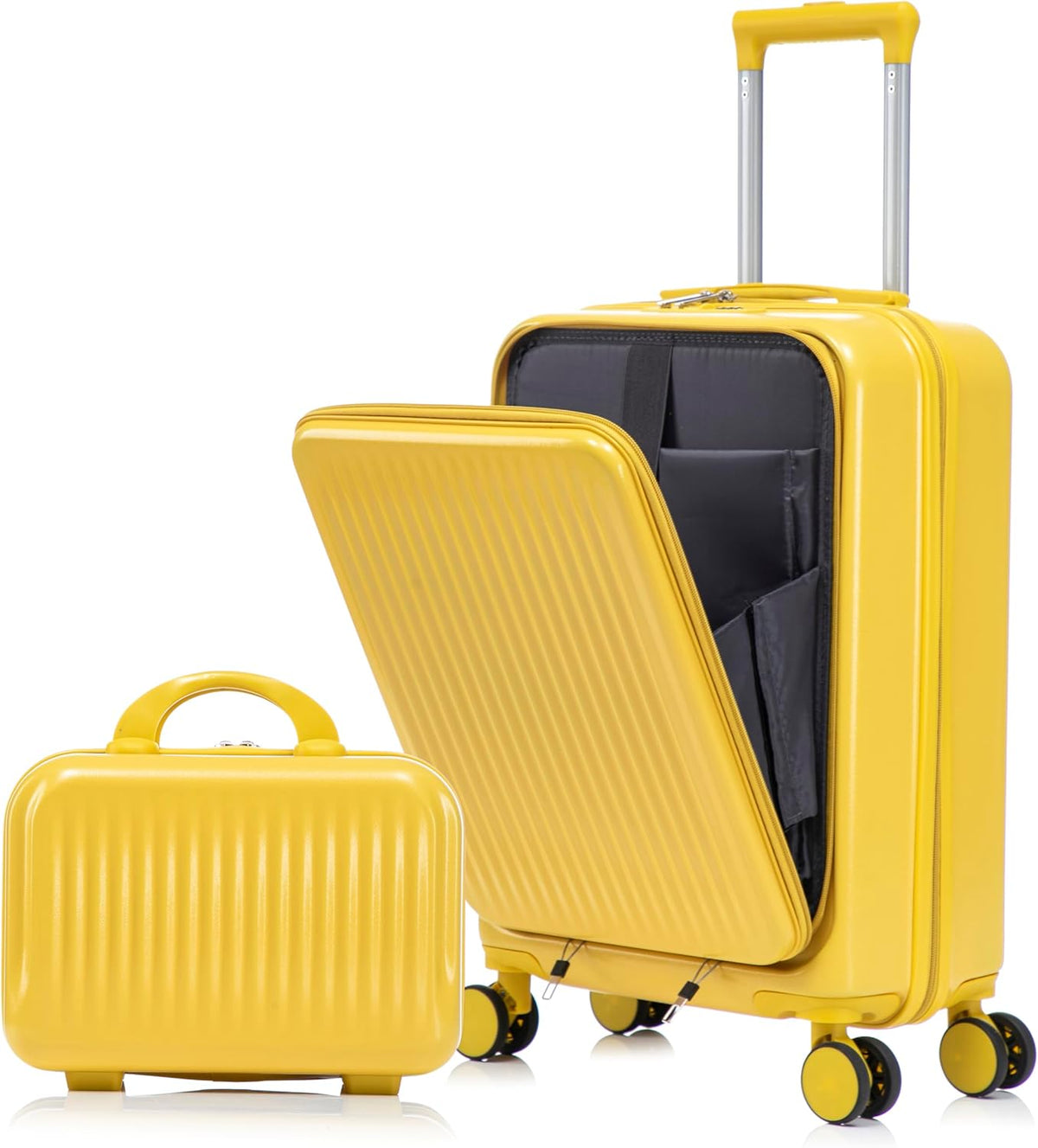 22x14x9 Airline Approved Carry On Luggage with 14'' Case - Bussiness Suitcase with Front Laptop Compartment, Hard Shell Suitcases with Spinner Wheels & Lock for Travel, Men/Women (Navy)