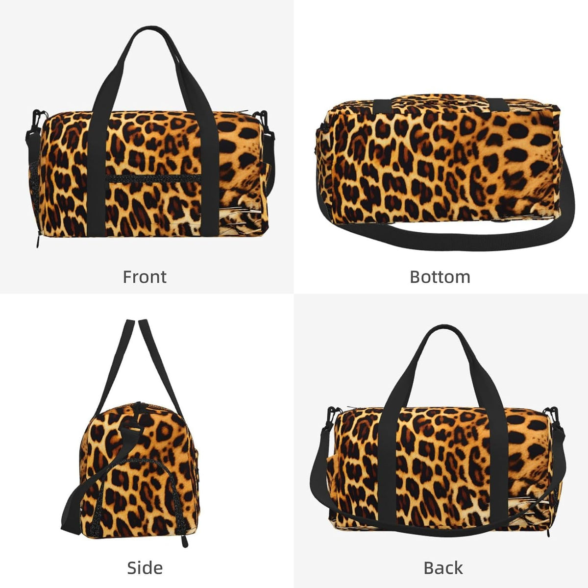 Stripes on leopards Duffel Bag with Shoe Compartment-Sports Gym Weekender for Men Women, Waterproof Travel Tote with Wet Pocket for Dirty Shoes