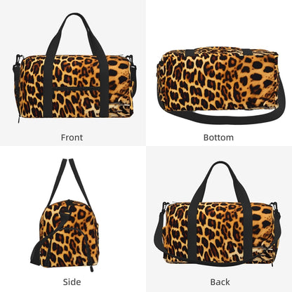 Stripes on leopards Duffel Bag with Shoe Compartment-Sports Gym Weekender for Men Women, Waterproof Travel Tote with Wet Pocket for Dirty Shoes