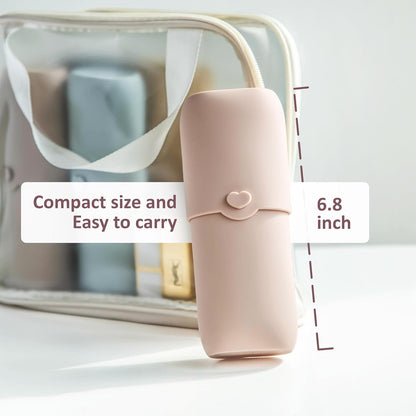 Silicone Makeup Brush Holder, Travel Makeup Brush Case, Portable Makeup Bag Cosmetic Pouch, Anti-Fall Out Cover, Waterproof, Travel Essentials