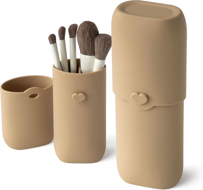 Silicone Makeup Brush Holder, Travel Makeup Brush Case, Portable Makeup Bag Cosmetic Pouch, Anti-Fall Out Cover, Waterproof, Travel Essentials